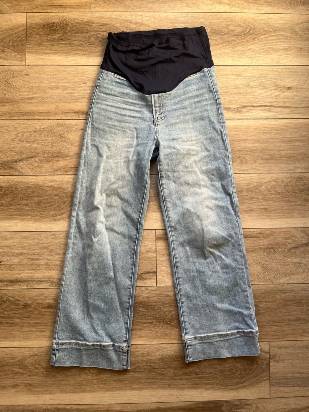 Pinkblush Light Blue Wide Leg Maternity Jeans